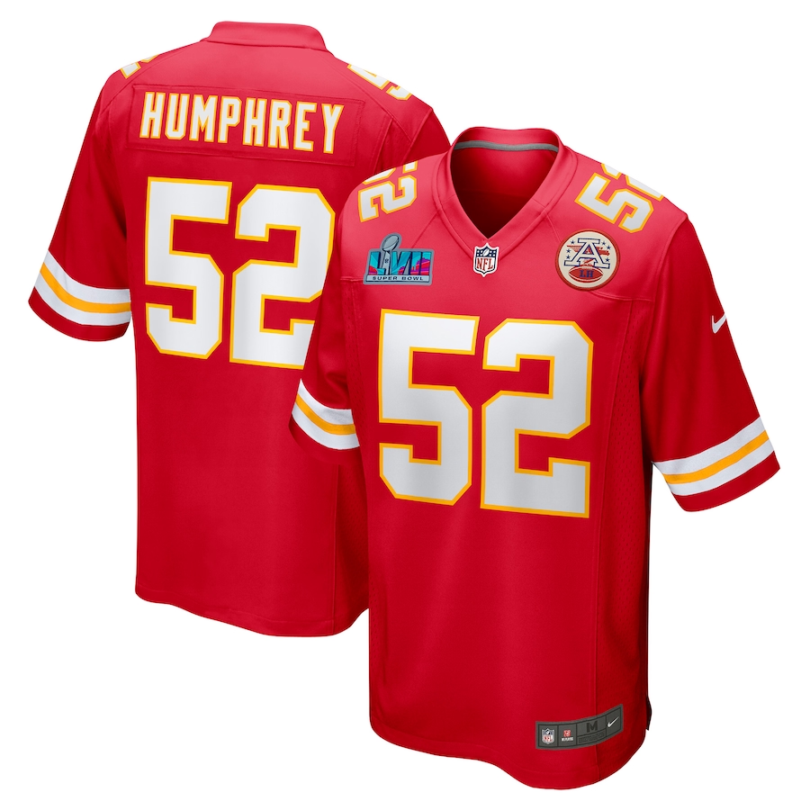 Men's Kansas City Chiefs Creed Humphrey #52 Red Super Bowl LVII Patch Jersey